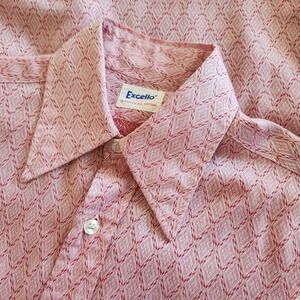 VTG 70s Excello Disco Shirt Mens 14.5 33 Dagger Collar Mid-Century Retro Disco